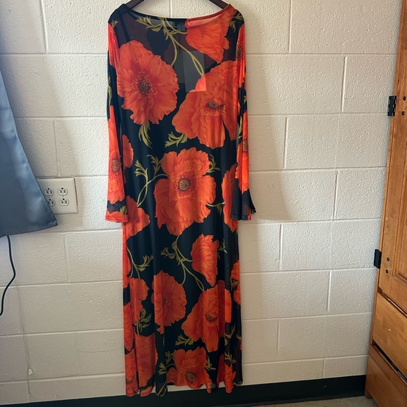 Never Fully Dressed Black Poppy Aria Mesh Dress US Size 14 UK 18 Maxi Floral NWT - Picture 8 of 15
